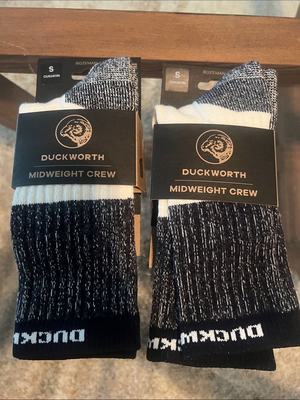 Worth Duckworth Midweight Crew Socks in Black and White - Pair
